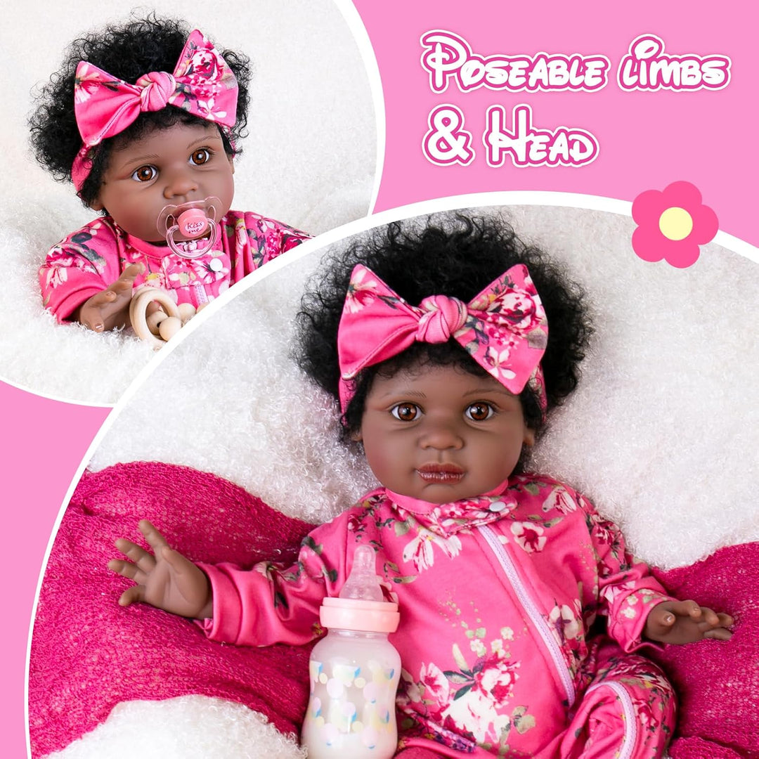 Aori - Muñeca bebé Reborn negra de 22 pulgadas, muñeca afroamerican...