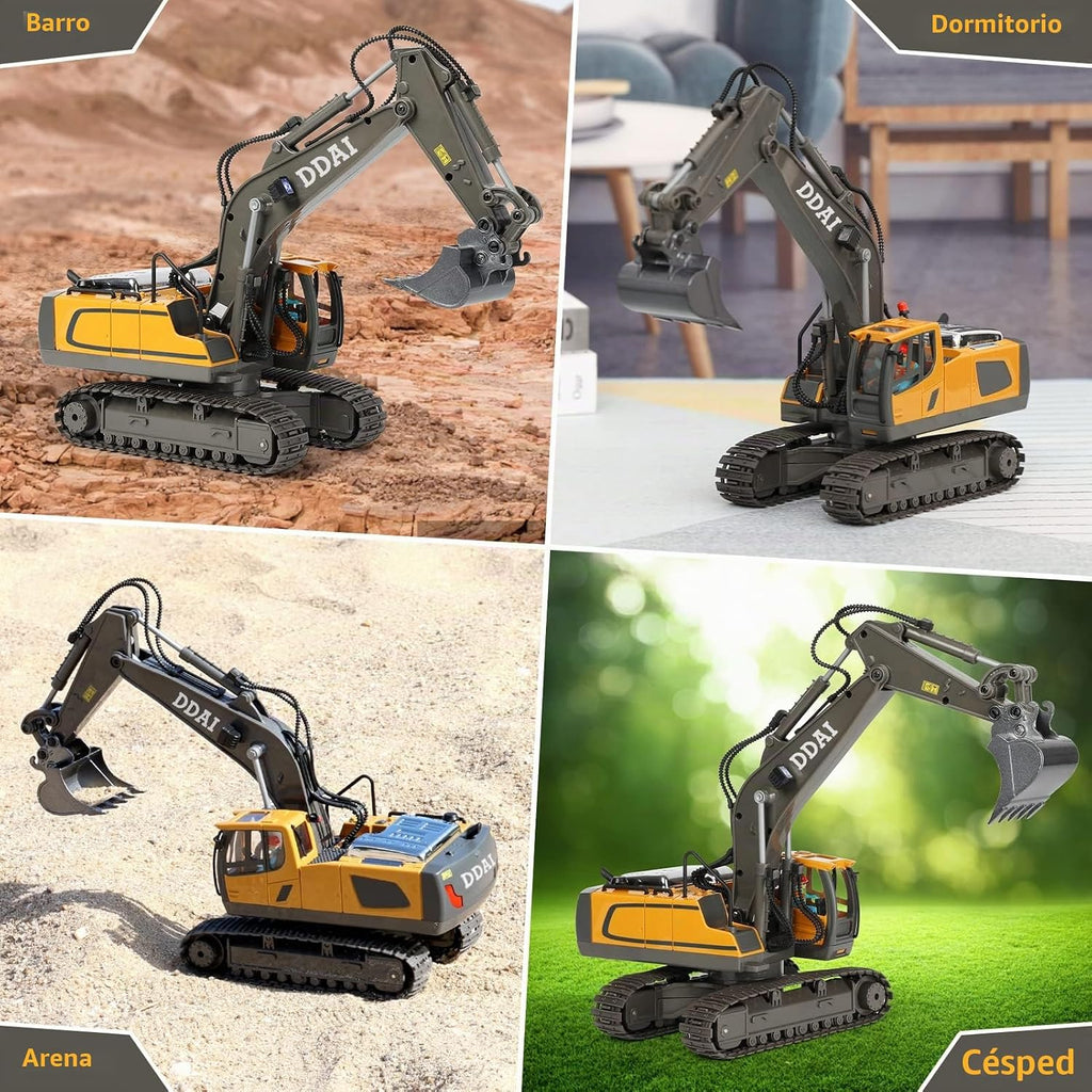 Excavadora con control remoto para niños de 4 a 7 años, 8 a 12