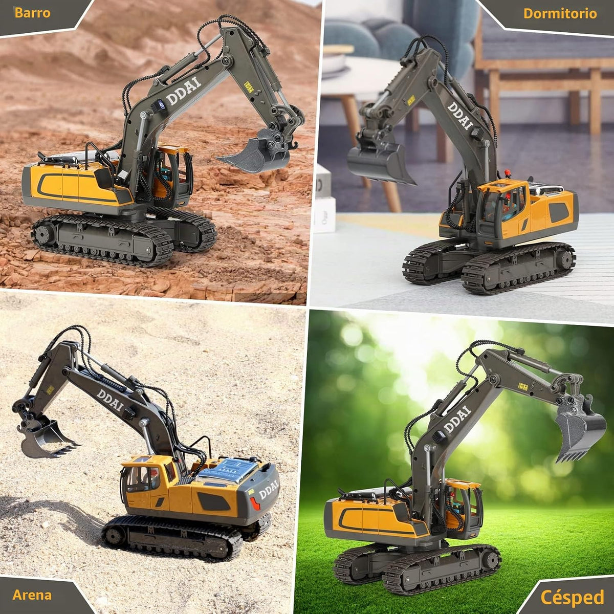 Excavadora con control remoto para niños de 4 a 7 años, 8 a 12