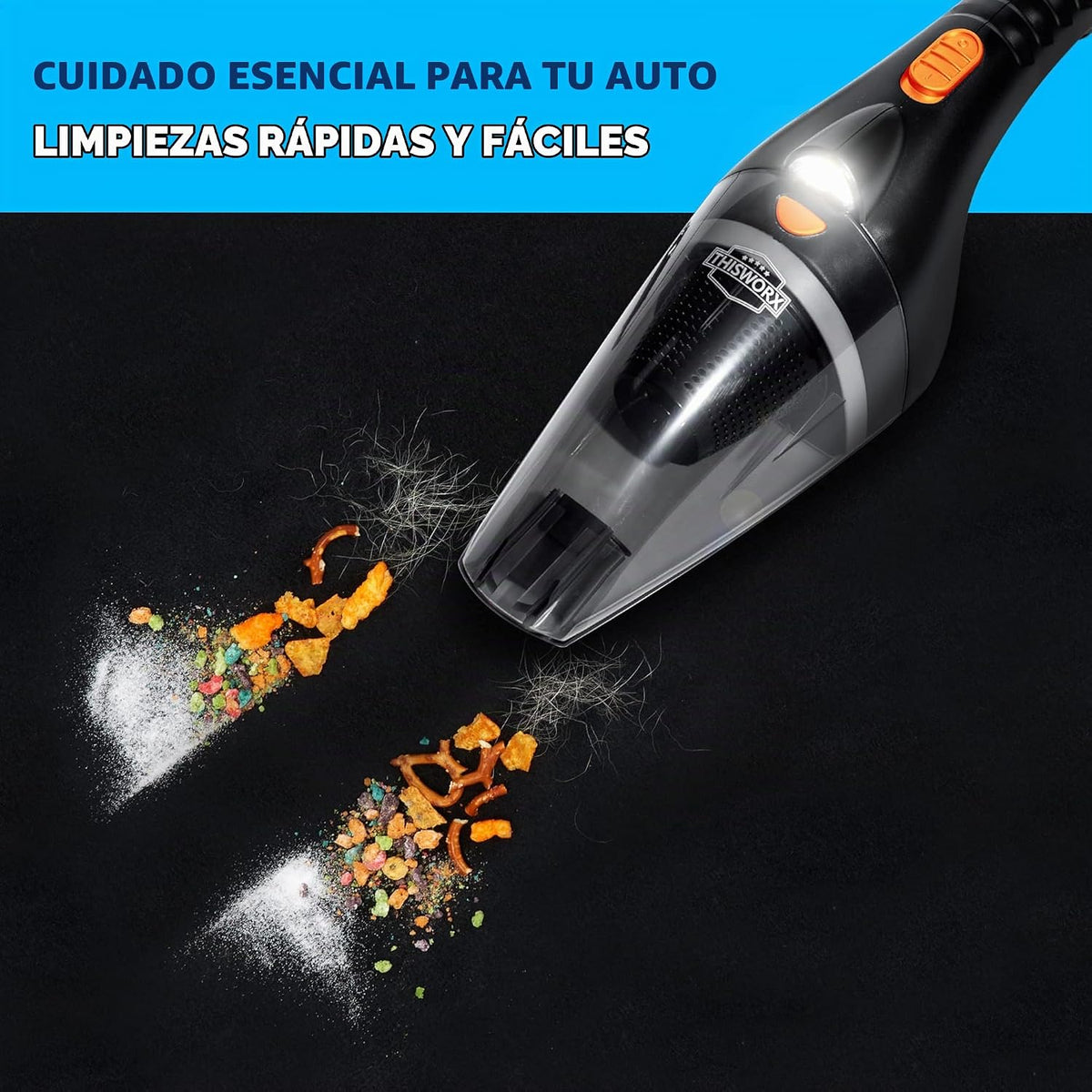Aspiradora de coche ThisWorx 2.0, mini aspiradoras portátiles de mano
