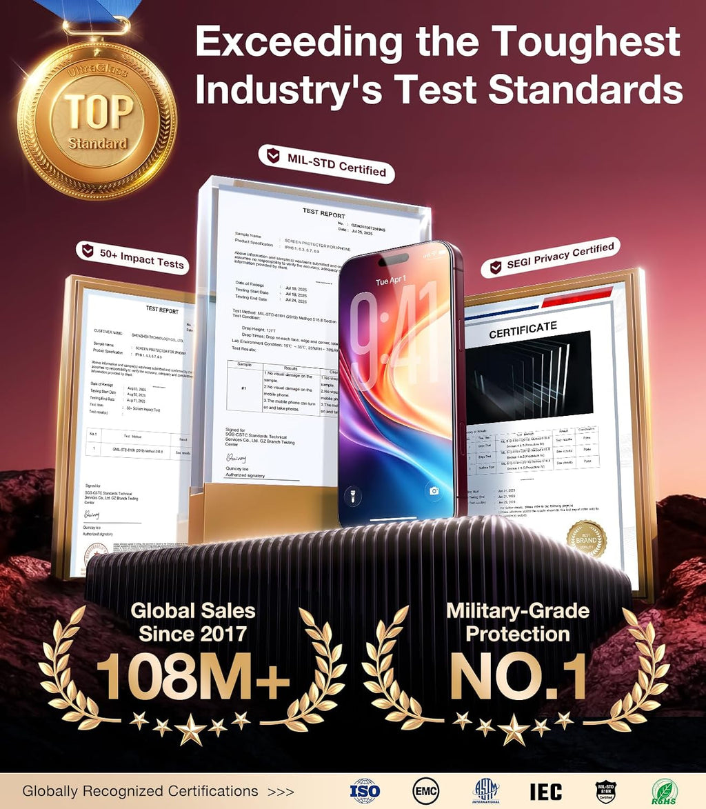 UltraGlass TOP 9H Armor - Protector de pantalla de privacidad para iPhone