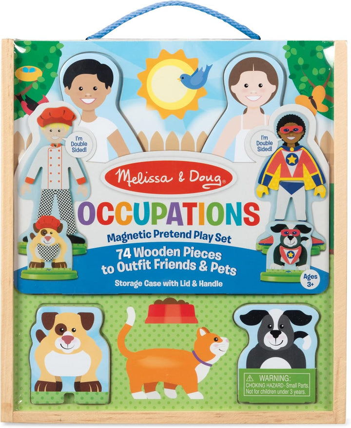 Melissa &amp; Doug Muñecas de Madera Magnéticas de Vestir de Oficio...