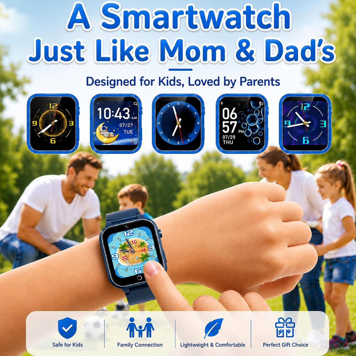 Smart Watch para Niños, Niñas, Azul