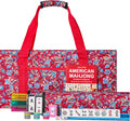 American Mahjong Set, juego de azulejos Mahjong, bolsa roja, 166 azulejos blancos, 4 bastidores todo en uno (Ma Jong, Mah-Jongg, Majiang)