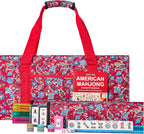American Mahjong Set, juego de azulejos Mahjong, bolsa roja, 166 azulejos blancos, 4 bastidores todo en uno (Ma Jong, Mah-Jongg, Majiang)