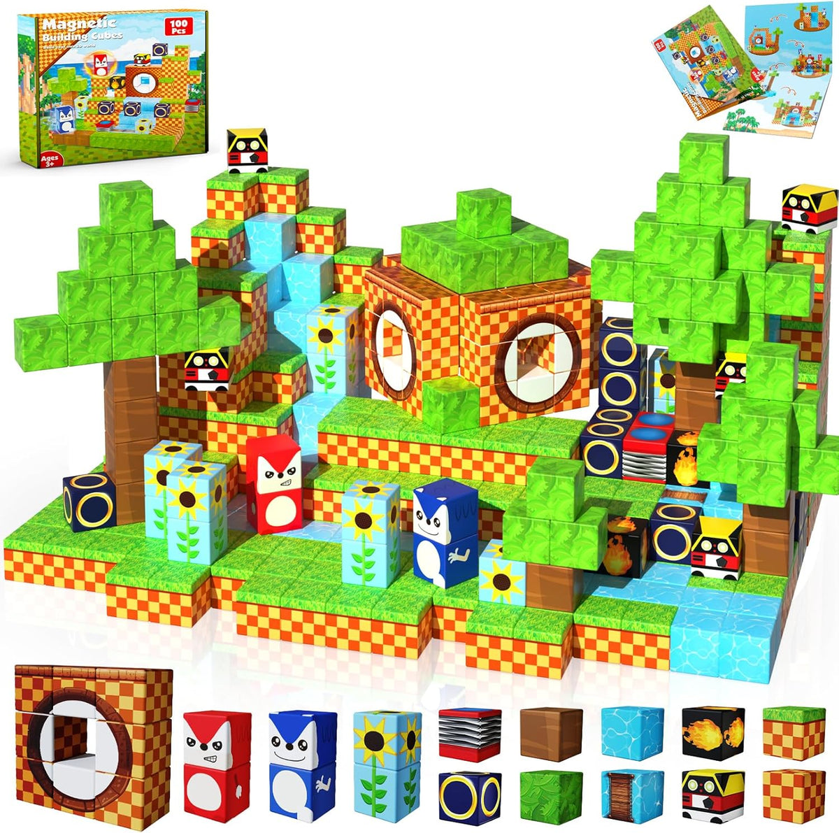 Annexfun Bloques Magnéticos - 100 Piezas Bloques de Construcción