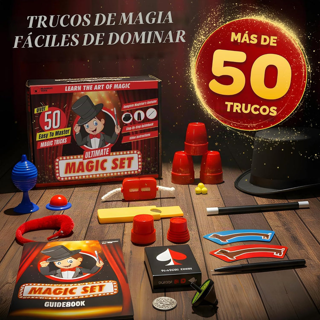 Kit de magia para niños | Juego de trucos de magia para niños de 6 8 10 12 años | Disfraz de mago para juego de simulación con guía fácil de seguir e instrucciones en video incluidas