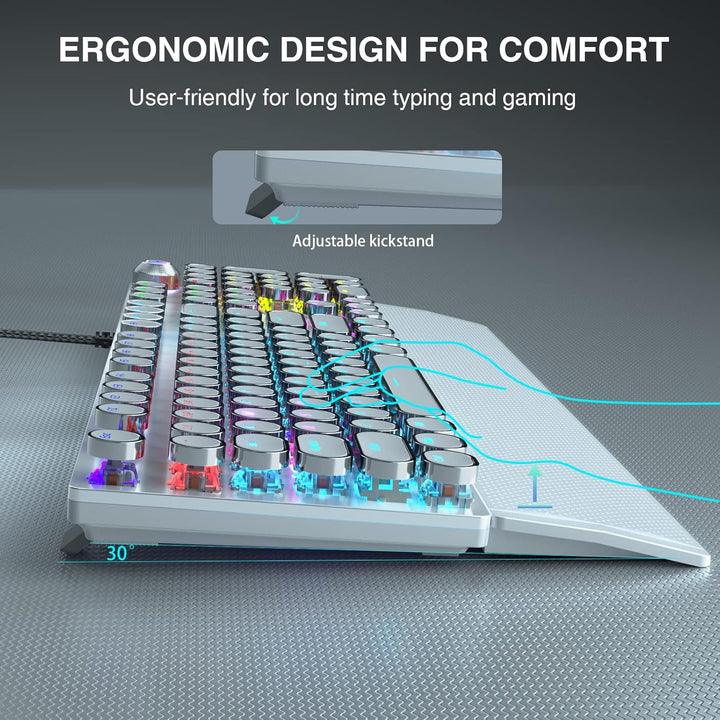 AULA F2088 Teclado mecánico para juegos estilo máquina de escribir,...