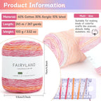 Aeelike Juego de 18 pares de agujas de tejer con 3 madejas, hilo de pastel degradado súper suave, 100 g (3.52 oz) 803.8 ft (267 yardas)
