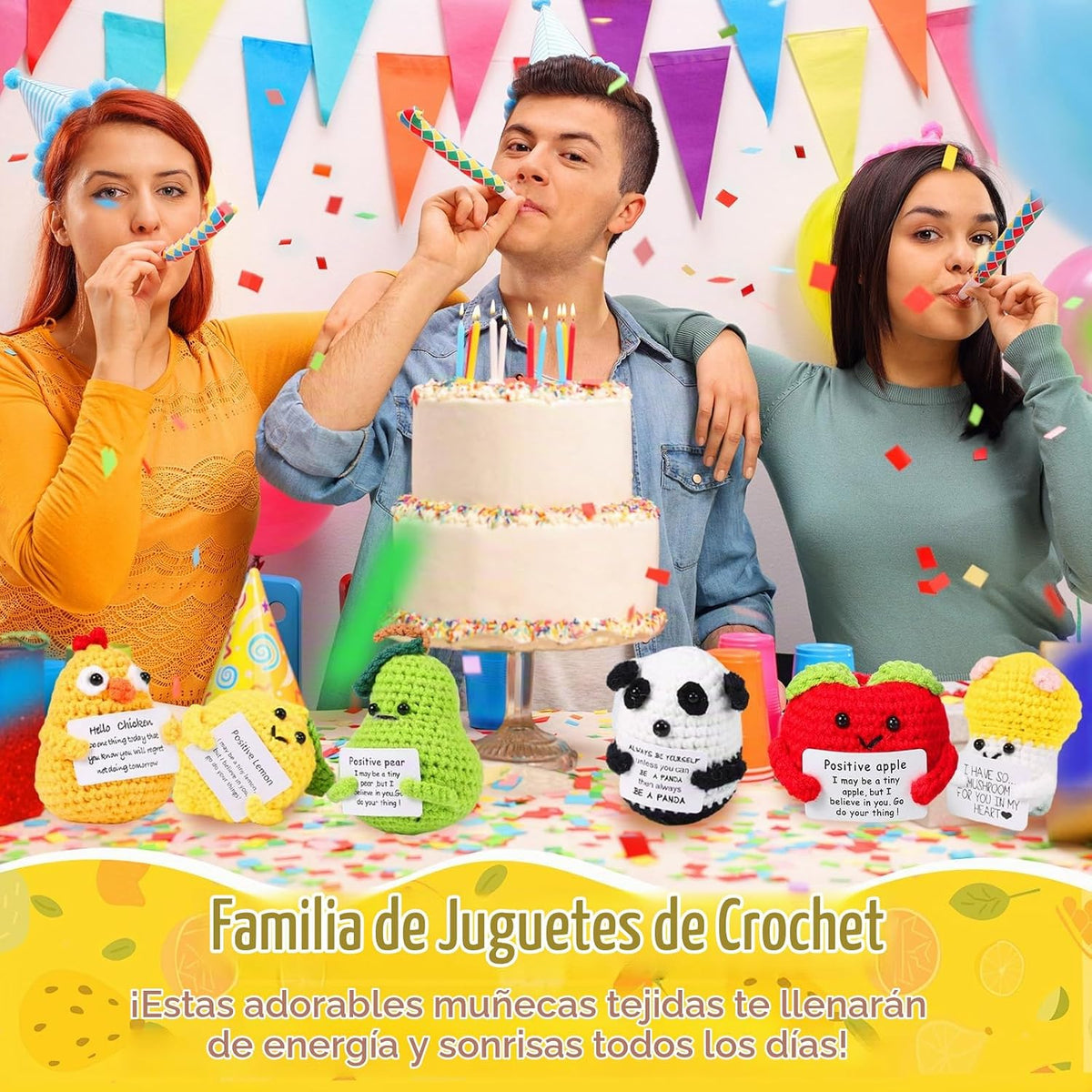 HunnmingRe - Muñeca de ganchillo estilo hongo de 12 piezas con tarjeta