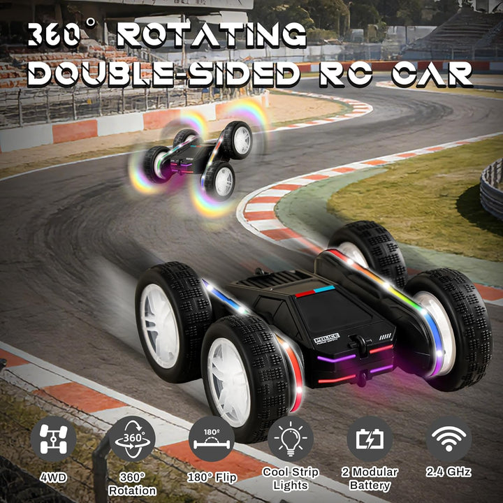 SANGQAOFU Coche de control remoto de policía 4WD 360° Flips RC Stun...