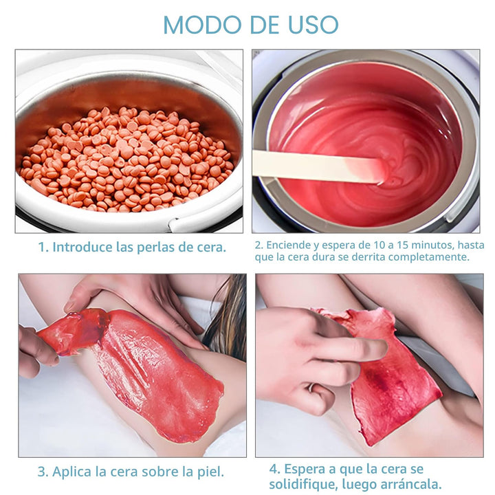 Kit profesional de depilación, calentador de cera de doble olla par...