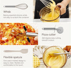 Juego de Utensilios de Cocina de Silicona, NCUE 35 Piezas Juego de Utensilios de Cocina con Soporte, con Mango de Acero Inoxidable Juego de Espátulas, Cucharas, Servidor de Pasta, Rallador de Queso
