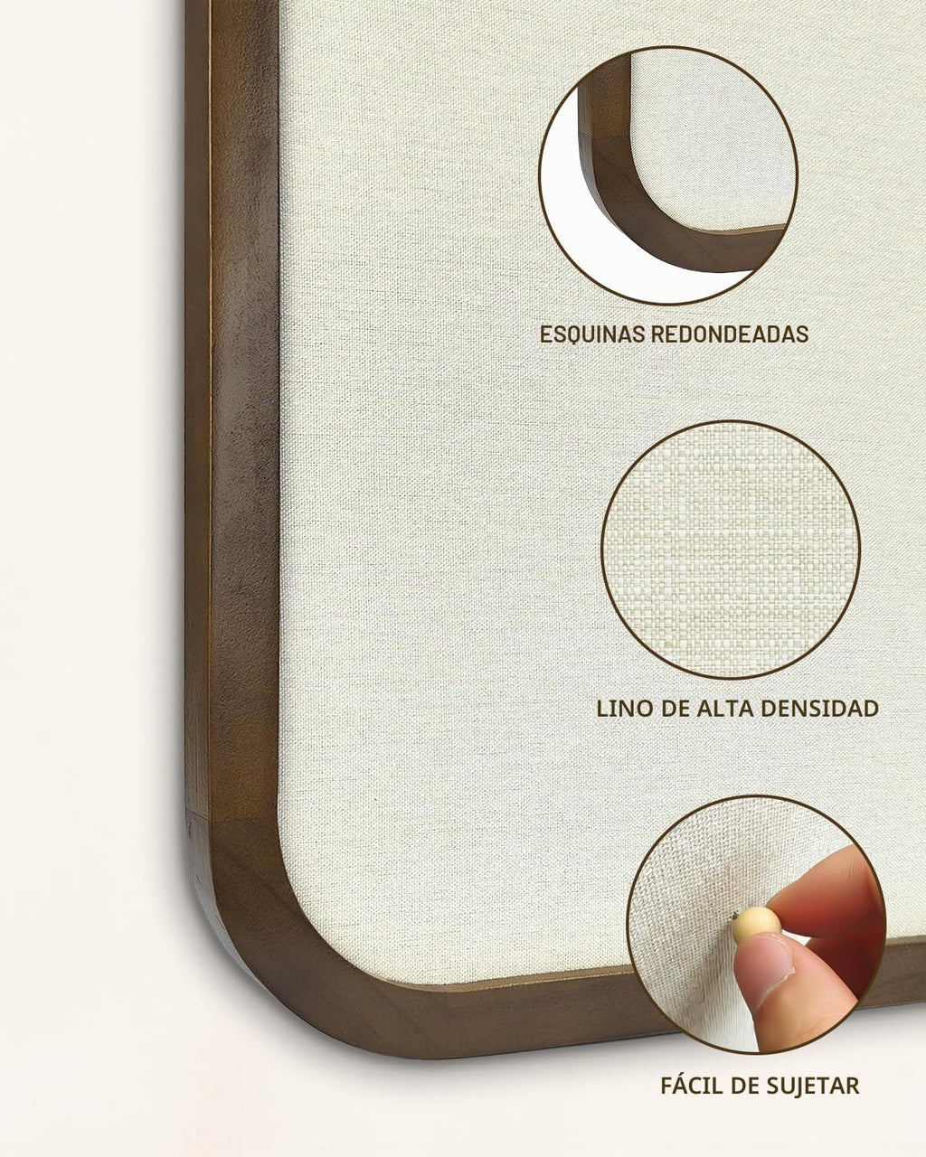 Tablero de anuncios de lino, tablero de anuncios para paredes, tablero de anuncios de tela, tablero de anuncios pequeño de 13 x 17 pulgadas para decoración del hogar, cocina, oficina, tablero de