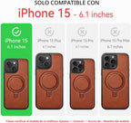 Funda para iPhone 15 con Soporte Compatible con Magsafe de Cuero PU Delgado y TPU Duradero a Prueba de Caídas Soporte Magnético Plegable Funda Protectora para Teléfono con Protector de