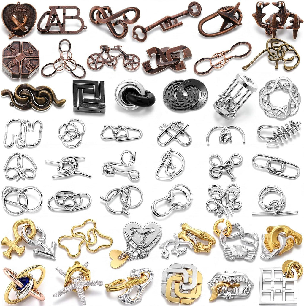 Juego de 48 rompecabezas de metal para adultos, moderno