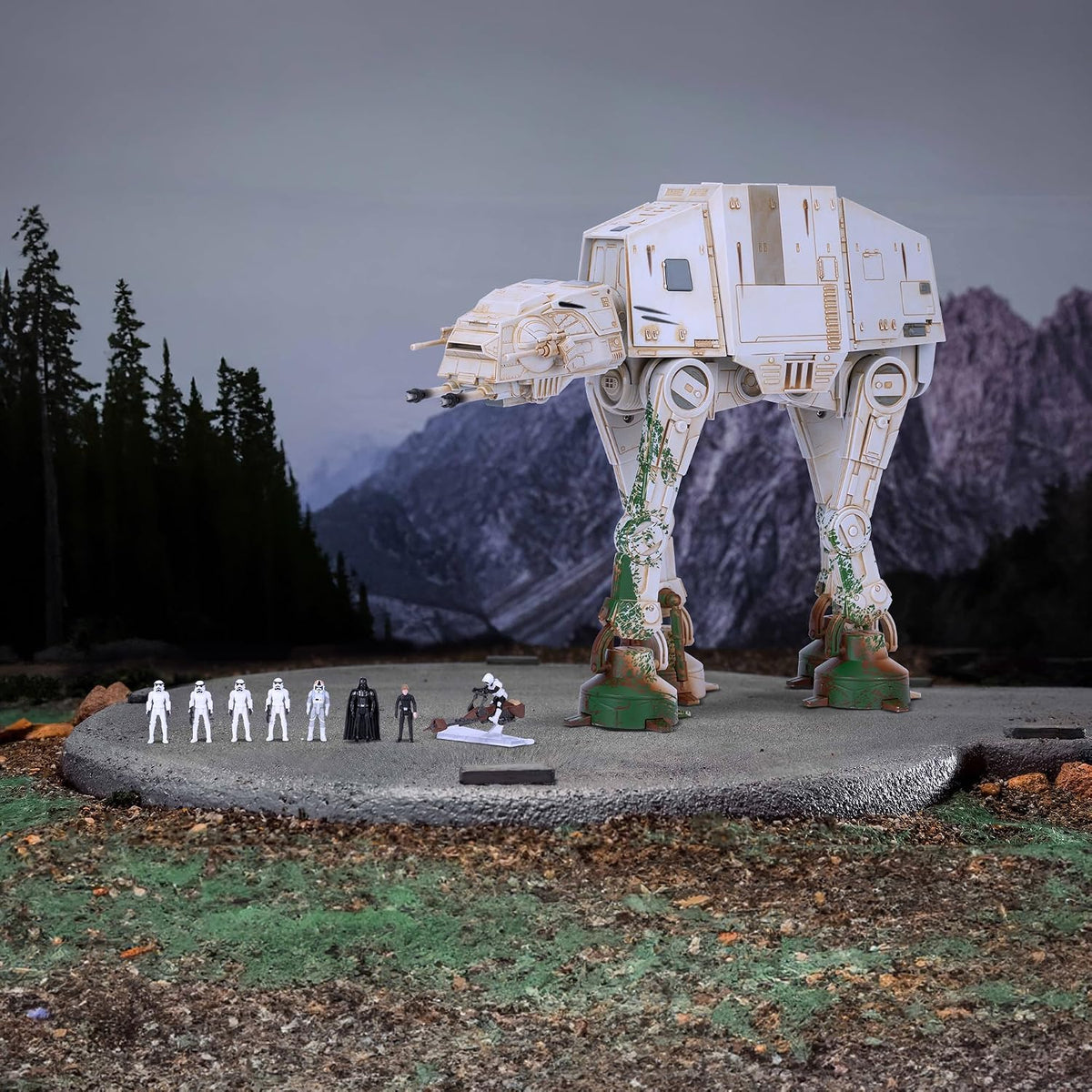 Star Wars Micro Galaxy Squadron at-at Walker (Endor) Exclusivo de Amazon - Vehículo de 10 pulgadas con luces, sonidos, zonas de acción y accesorios (Juguetes para niños a partir de 8 años)
