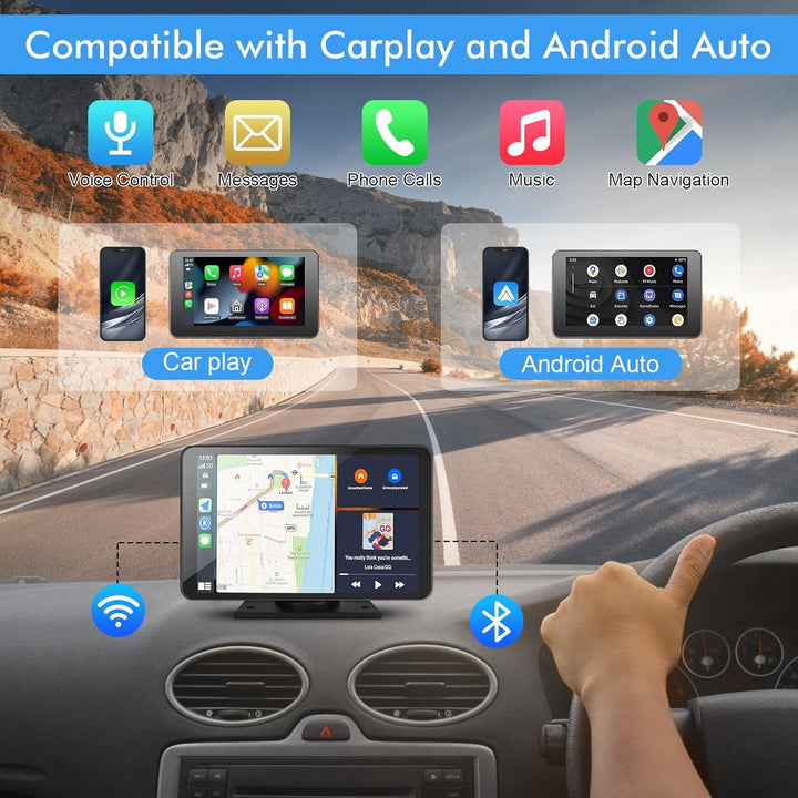 Capapro Pantalla táctil inalámbrica Carplay de 7 pulgadas