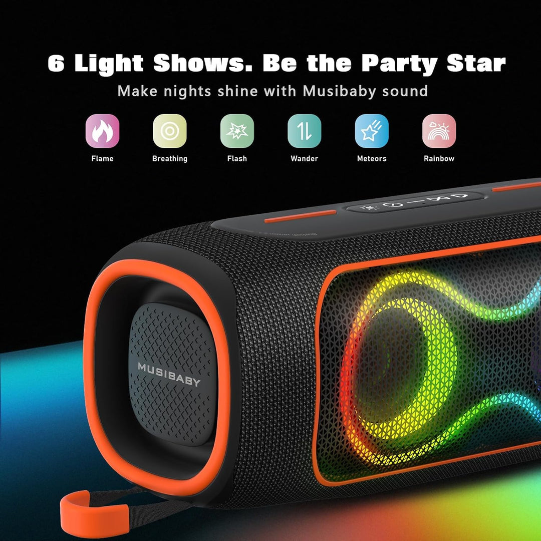 Musibaby Altavoz Bluetooth de 80 W, altavoz inalámbrico portátil co...