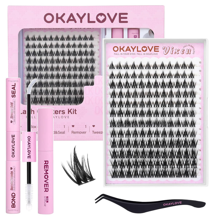 OKAYLOVE Kit de racimos de pestañas de anime, kit de extensiones de...