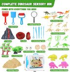 Kit de arena sensorial de dinosaurio, caja de arena sensorial con