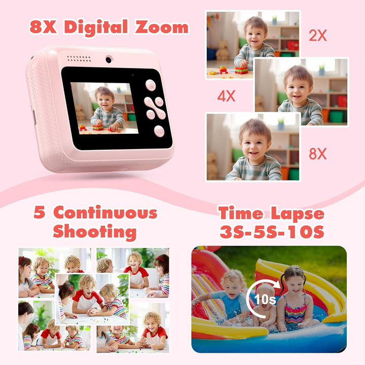 Cámara para niños, impresión de fotos instantánea, cámaras duales d...