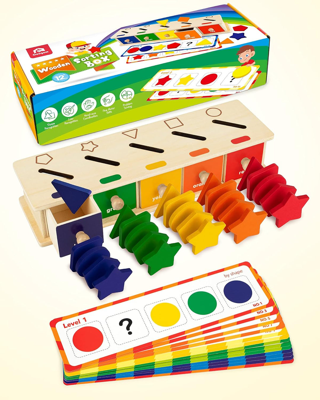 Coogam Juguetes Montessori Caja de Madera para Clasificación de Col...