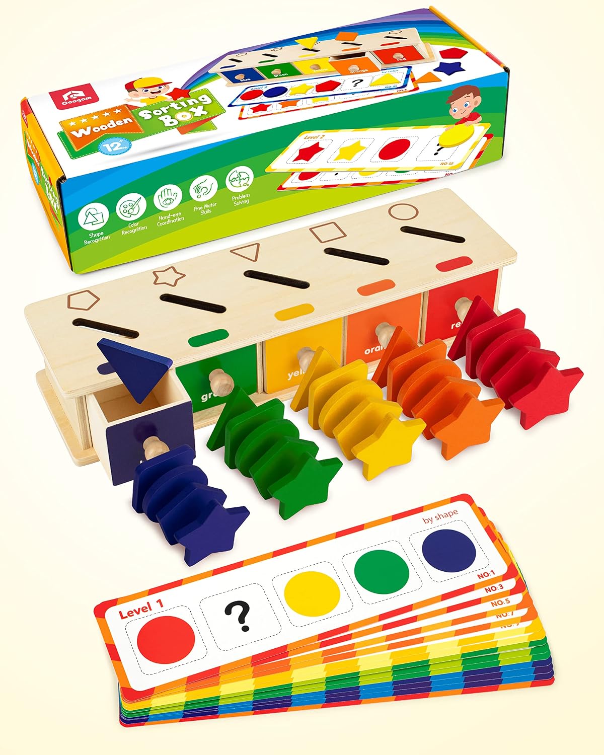 Coogam Juguetes Montessori Caja de Madera para Clasificación