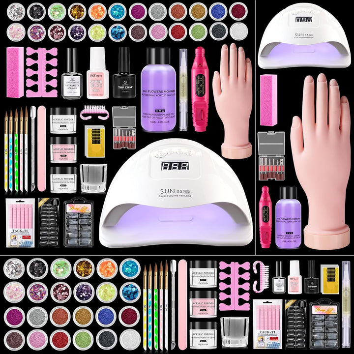 Kit de uñas acrílicas para principiantes: líquido y polvo acrílico...