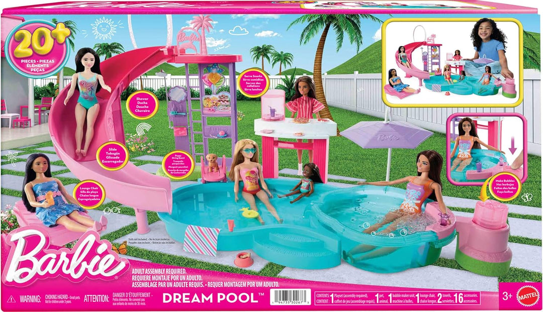 Barbie Juego de piscina de ensueño con 6 áreas de juego, incluyendo...