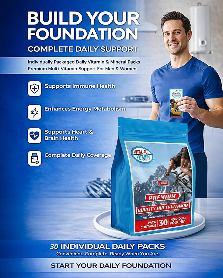 VITAL 4U Paquetes multivitamínicos diarios prémium para hombres y m...