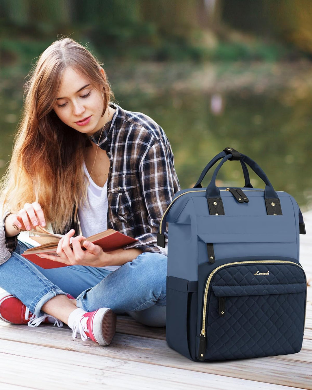 LOVEVOOK Mochila para laptop para mujer, 15.6 pulgadas, impermeable...