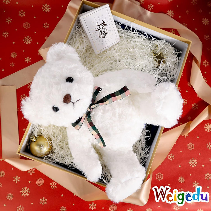 WEIGEDU Oso de peluche blanco esponjoso, animales de peluche de jug...