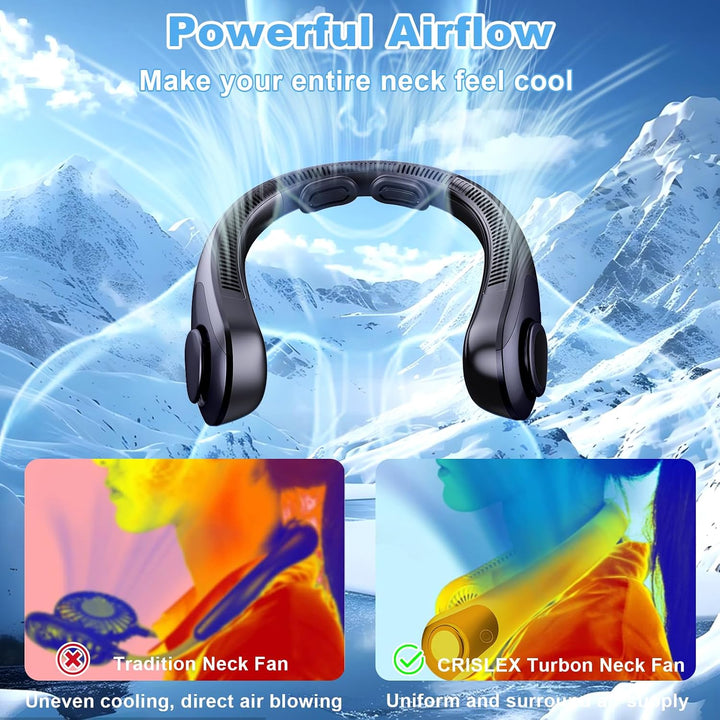 Ventilador de cuello portátil que sopla aire frío, pantalla LED, ve...