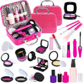 TEPSMIGO - Kit de maquillaje de simulación para niñas, juego de maquillaje de simulación para niños, con bolsa de cosméticos para cumpleaños, Navidad, juego de maquillaje de juguete para niñas pequeñas a partir de 3 años (no maquillaje real)