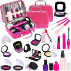 TEPSMIGO - Kit de maquillaje de simulación para niñas, juego de maquillaje de simulación para niños, con bolsa de cosméticos para cumpleaños, Navidad, juego de maquillaje de juguete para niñas pequeñas a partir de 3 años (no maquillaje real)