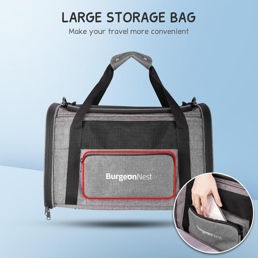 BurgeonNest - Transportador para gatos de hasta 20 libras, bolsa de viaje portátil para mascotas con carga superior