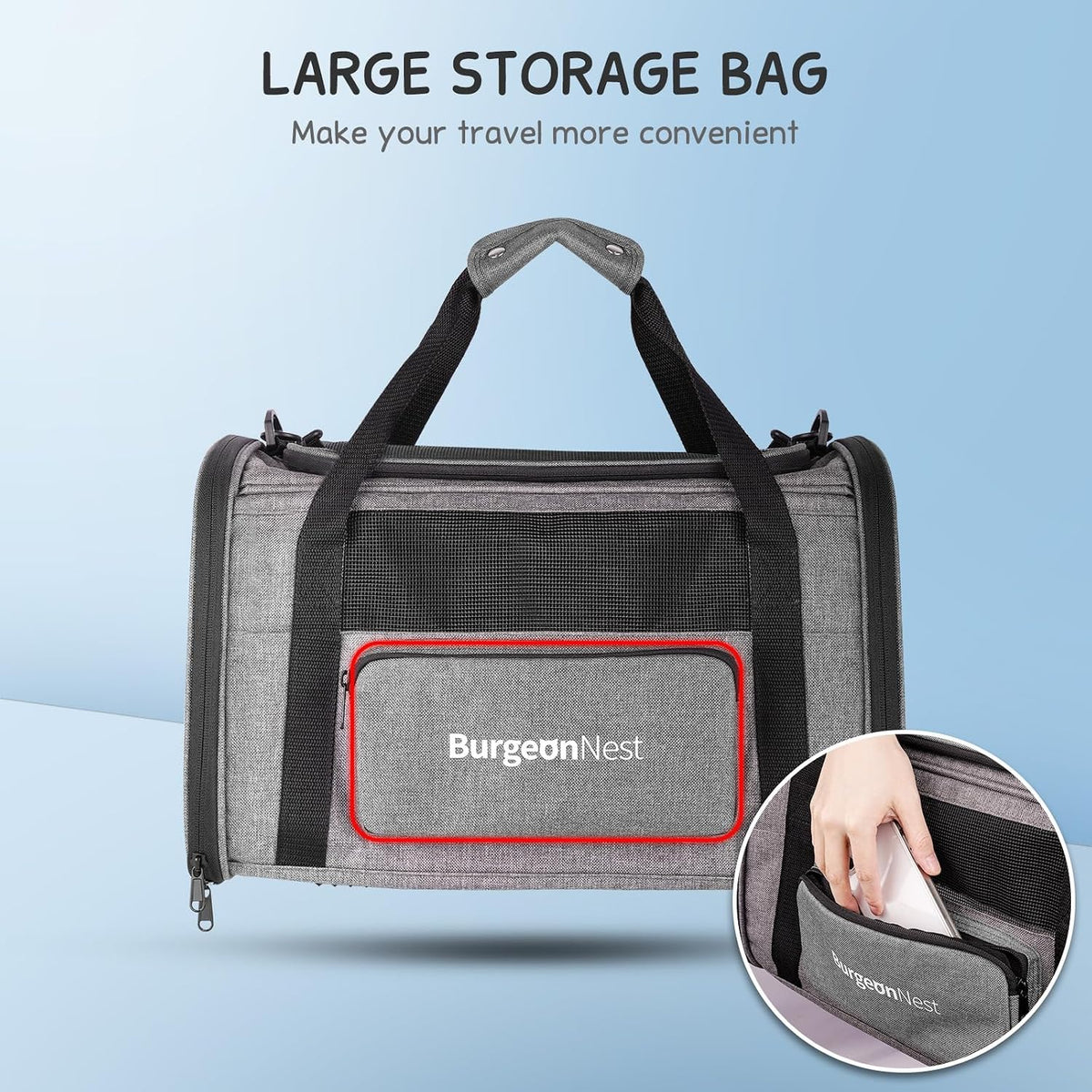 BurgeonNest - Transportador para gatos de hasta 20 libras, bolsa de viaje portátil para mascotas con carga superior