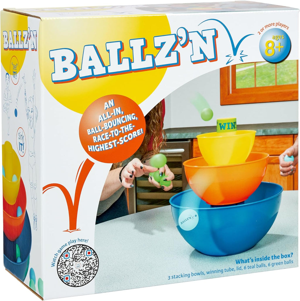 Little Kids Ballz'n | El juego de disparos de trucos de pelota de pong de ritmo rápido para adultos Tipsy y familia, diversión nocturna en el suelo, portátil, fácil almacenamiento, 2-6 jugadores