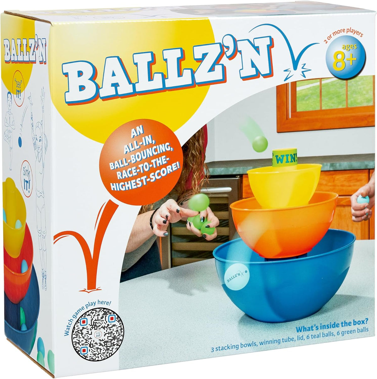 Little Kids Ballz'n | El juego de disparos de trucos de pelota de pong de ritmo rápido para adultos Tipsy y familia, diversión nocturna en el suelo, portátil, fácil almacenamiento, 2-6 jugadores