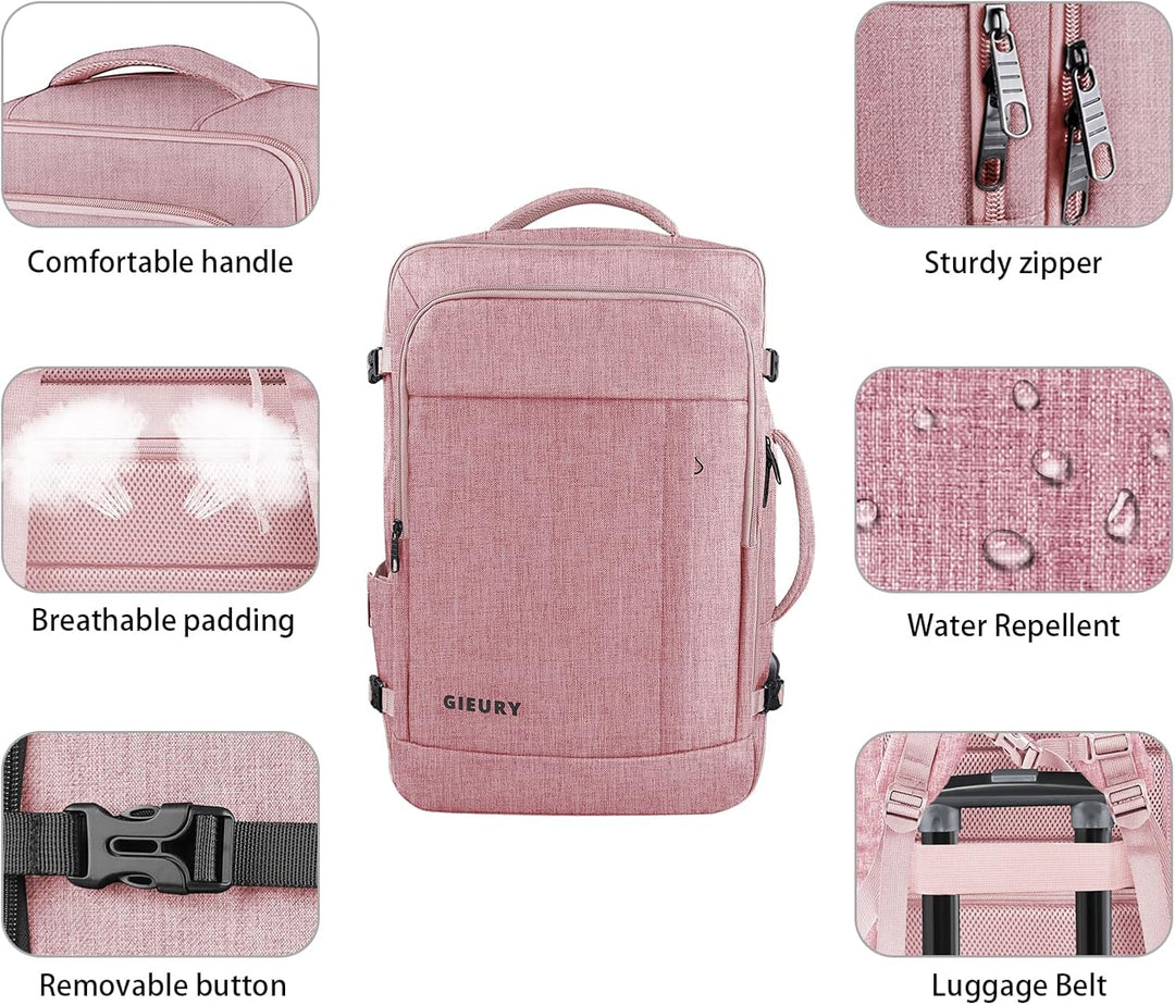 Gieury - Mochila de viaje de 50L para mujeres, aprobada para vuelos...