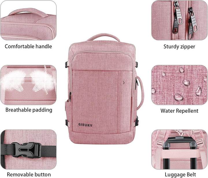 Gieury - Mochila de viaje de 50L para mujeres, aprobada para vuelos...