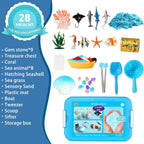 Ocean Sensory Bin con Sensory Sand, Ocean Toys para Kids
