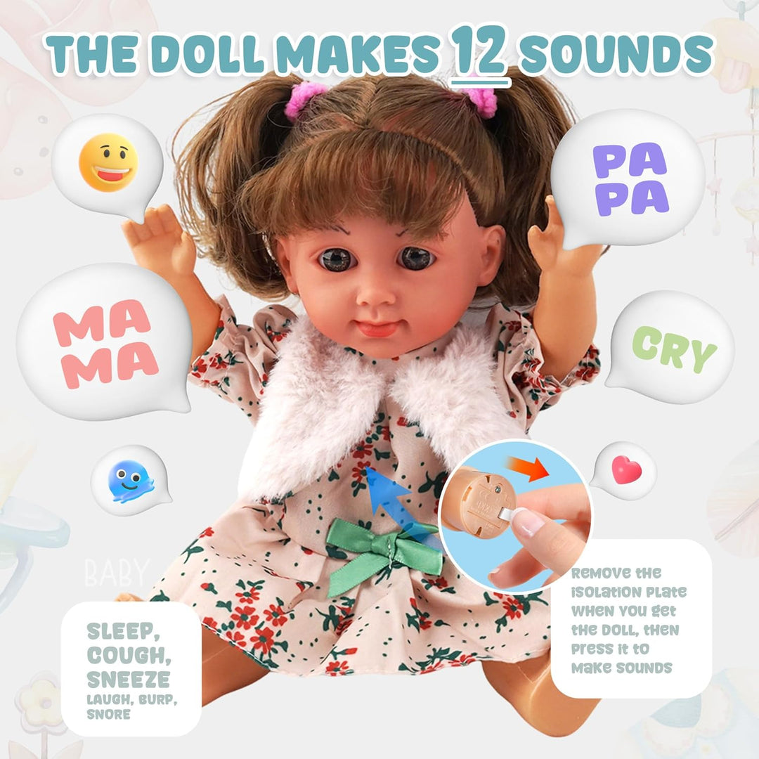 SMIESSKIDDO Muñeca de Bebé - Muñecas Interactivas Parlantes de 12&#...