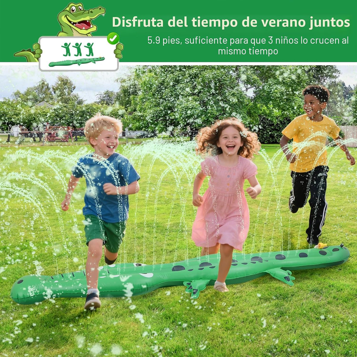 Aspersor de agua para niños, aspersor inflable de cocodrilo grande
