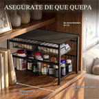 Simple Houseware Cajón organizador apilable de cesta deslizante, negro, 2 niveles