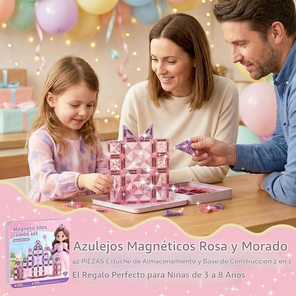 burgkidz Azulejos magnéticos con purpurina brillante: regalo de castillo