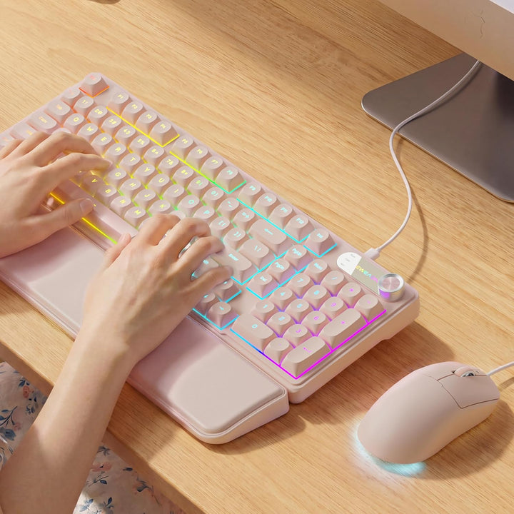 EWEADN Combo de teclado y mouse con cable con reposamuñecas desmont...
