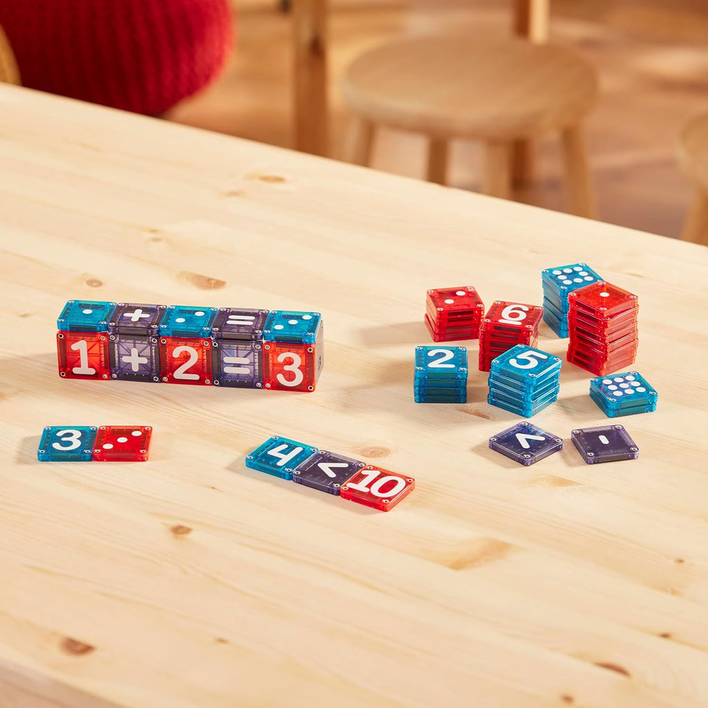 MAGNA-TILES MicroMAGS Learn Numbers - Juego de construcción magnética de 56 piezas, la marca original de construcción magnética