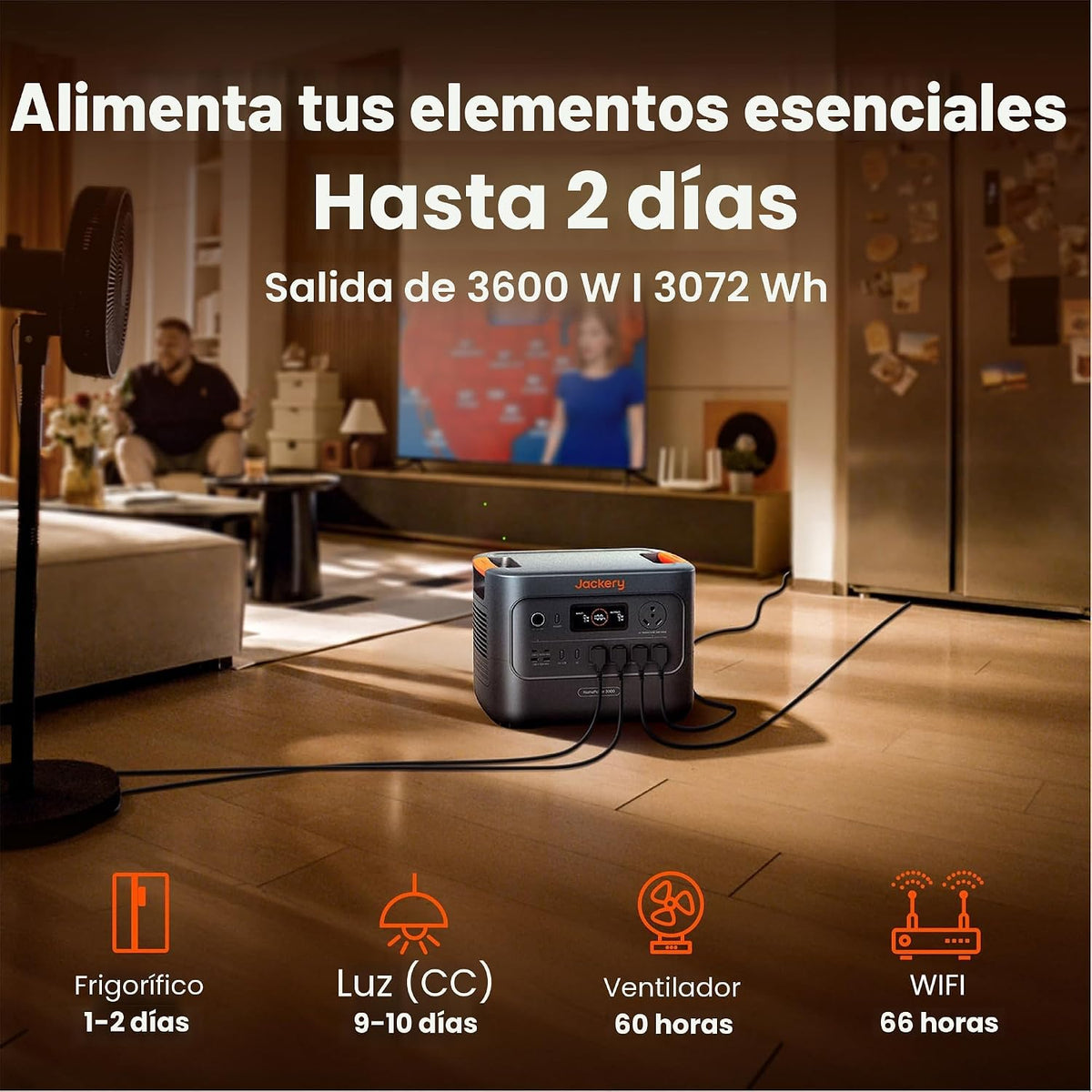 Jackery HomePower 3000 Estación de Energía Portátil, Salida de 3600W (Pico 7200W), Generador Solar con Batería LFP de 3072Wh, Respaldo Esencial para el Hogar, Cortes de Energía, RV, Emergencias (Panel